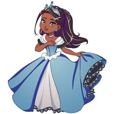 Princess Theme Blue Royal Princess Transparent Sticker